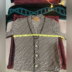 Tory Burch Herringbone Merino Wool Cardigan